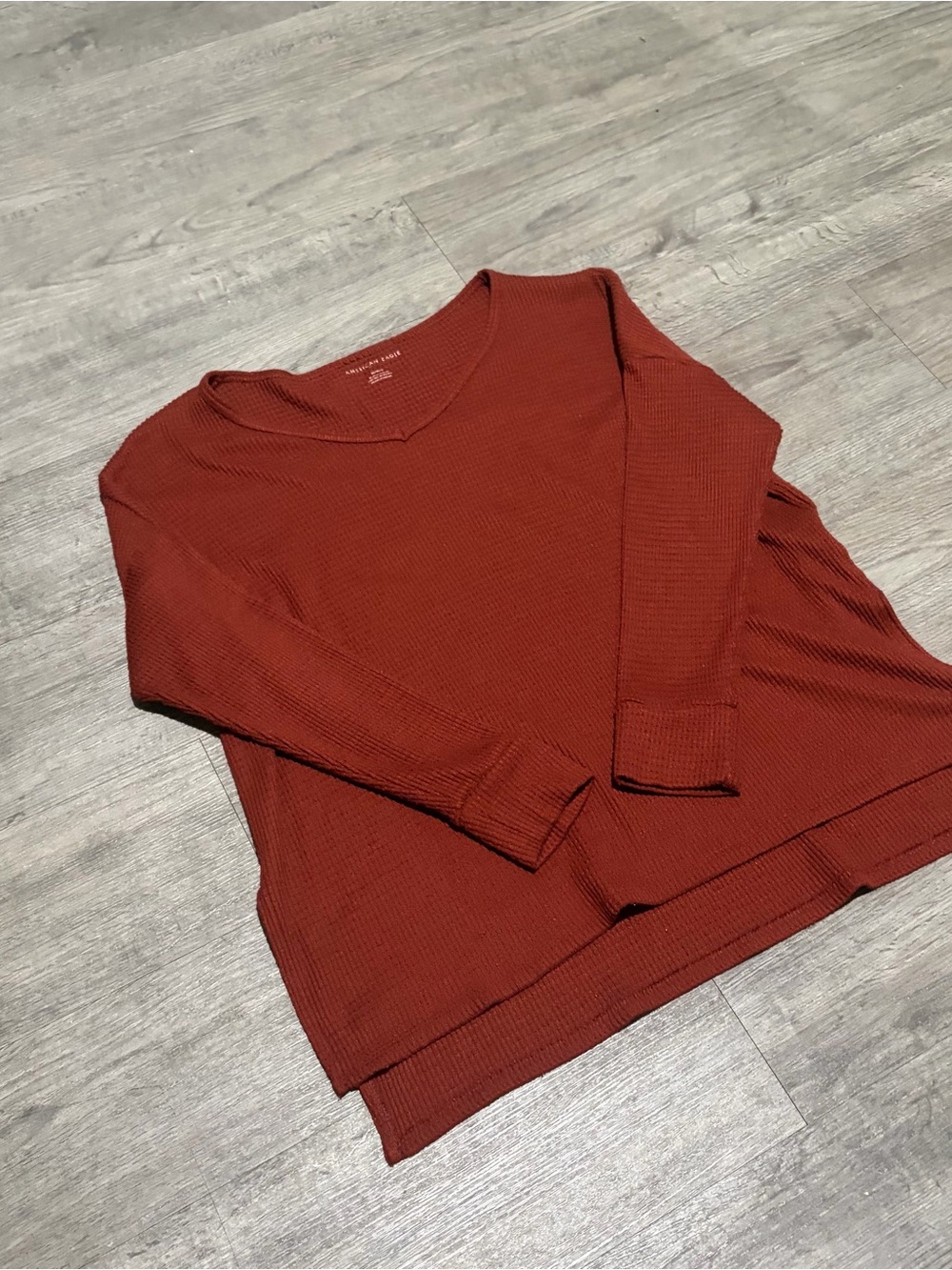 Women’s V-Neck Waffle Knit Sweater - Rust